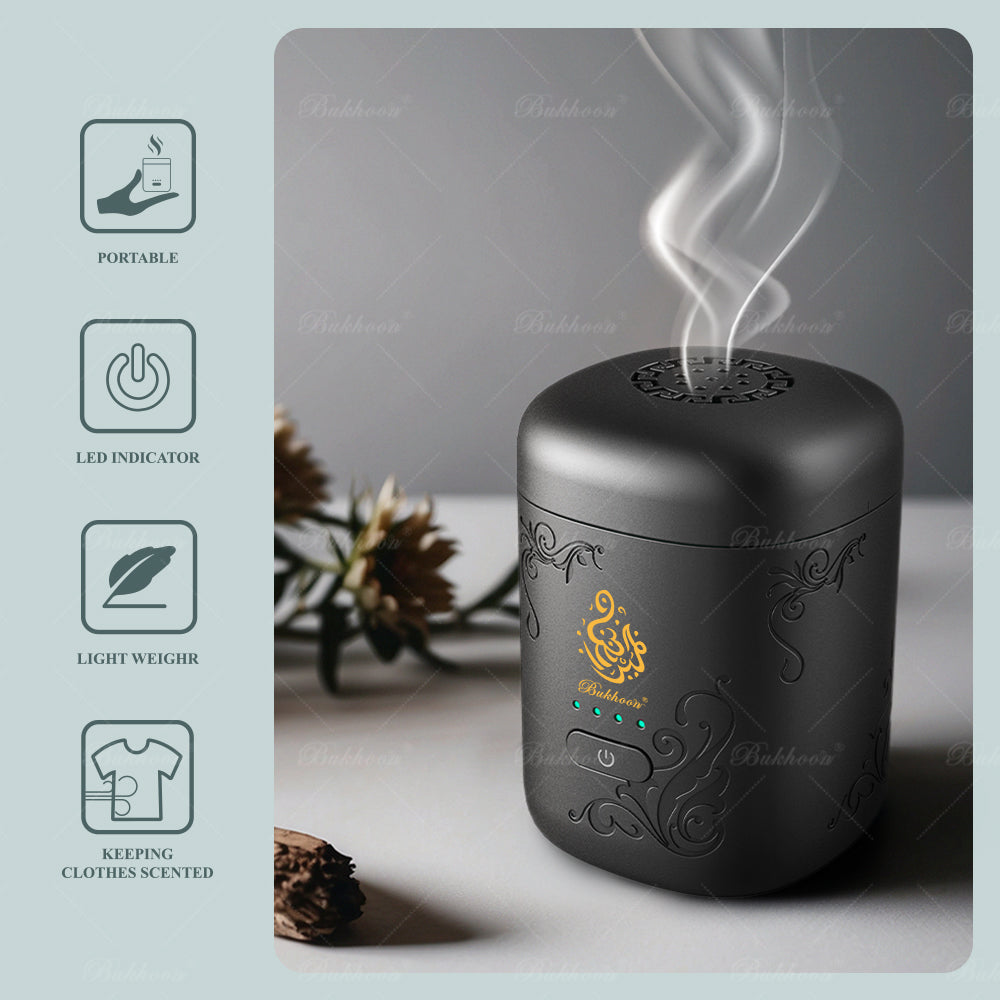 ouslan bakoor portable rechargeable gris et noir