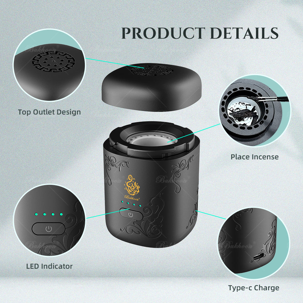 ouslan bakoor portable rechargeable gris et noir